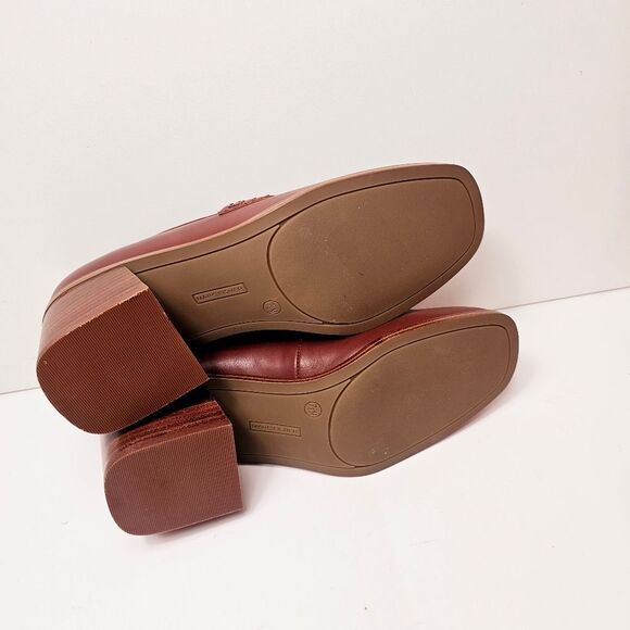 NEW Marc Fisher Kchris Brown Leather Stack Heel Block Heel Loafers Size 7.5 - Picture 6 of 8